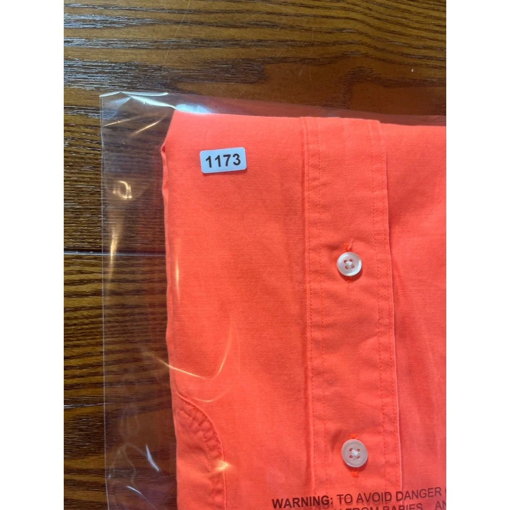 Polo Ralph Lauren Small Orange Classic Button Up Short Sleeve Men's Shirt EUC